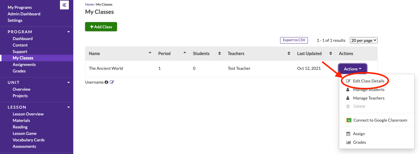 Add or Edit a Class